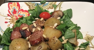 Baked Mushrooms and Potatoes with Spinach