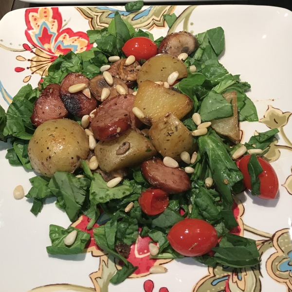 Baked Mushrooms and Potatoes with Spinach