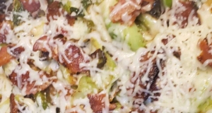 Bacon and Parmesan Brussels Sprouts with Black Garlic