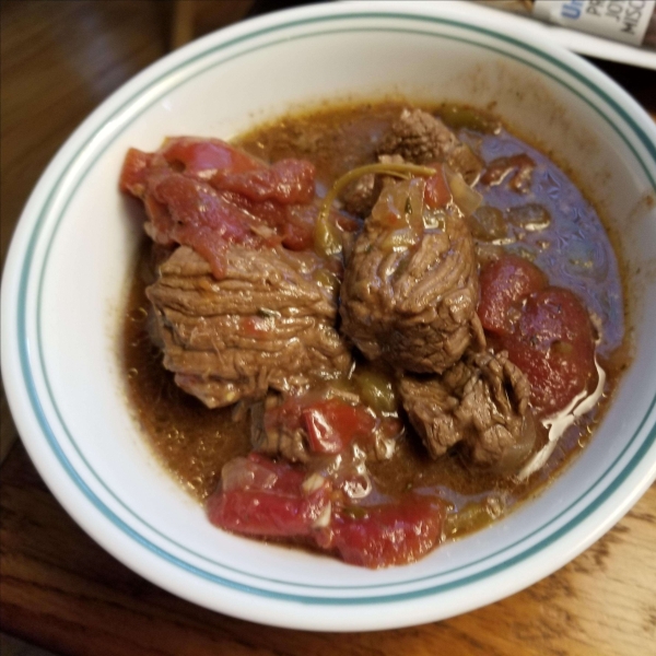 Beef, Green Chili and Tomato Stew