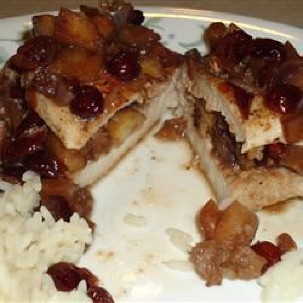 Cranberry and Apple Stuffed Pork Chops