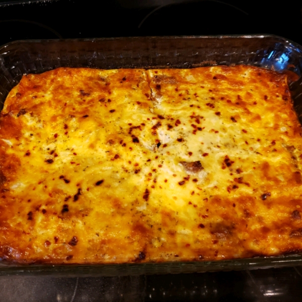 Leftover Pizza Breakfast Casserole