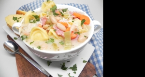 Creamy Ham, Bean, and Tortellini Soup