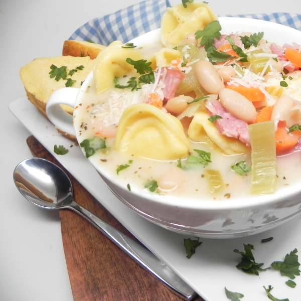 Creamy Ham, Bean, and Tortellini Soup