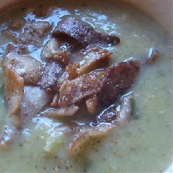 Sunchoke (Jerusalem Artichoke) and Leek Soup with Mushrooms