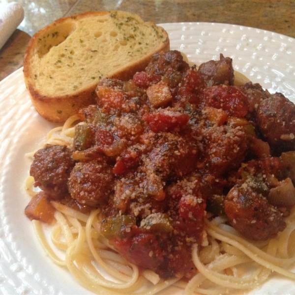 Sweet Italian Sausage Ragout with Linguine