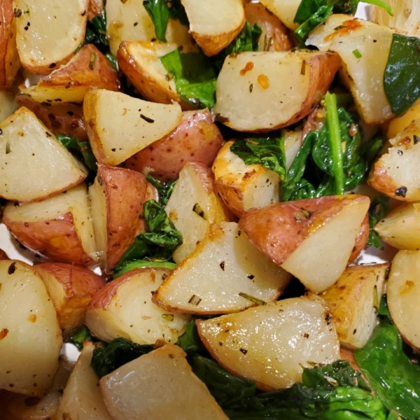 Roasted Potatoes with Greens