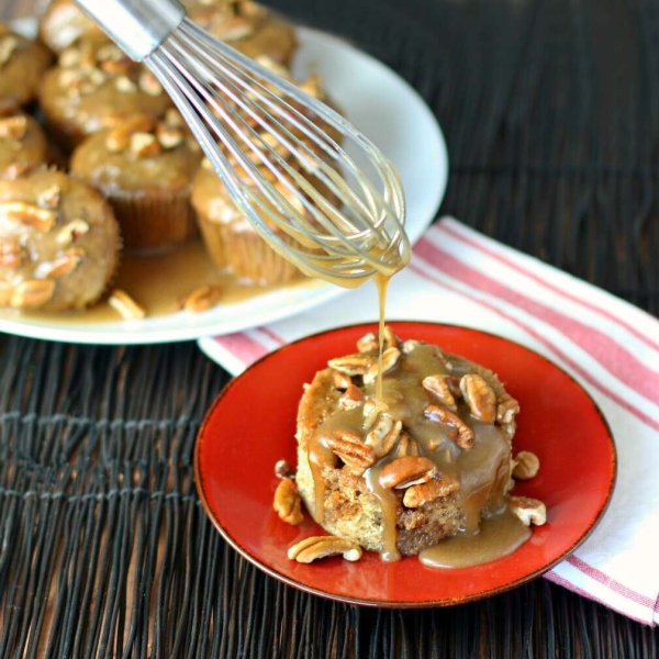 Caramel Banana Poke Muffins