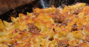 Baked Pasta with Sausage and Baby Portobello Mushroom White Sauce