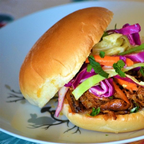 Barbecued Pulled Pork with Sweet & Sour Slaw