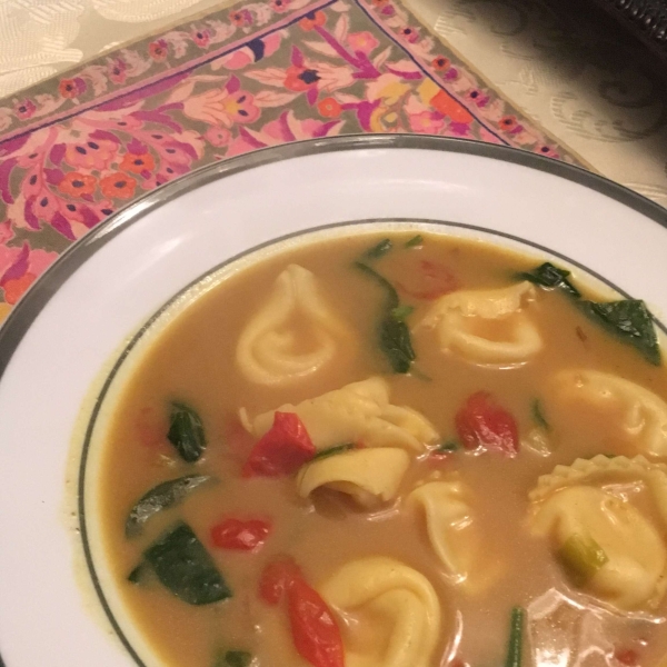 Cheese Tortellini in Curried Coconut Milk