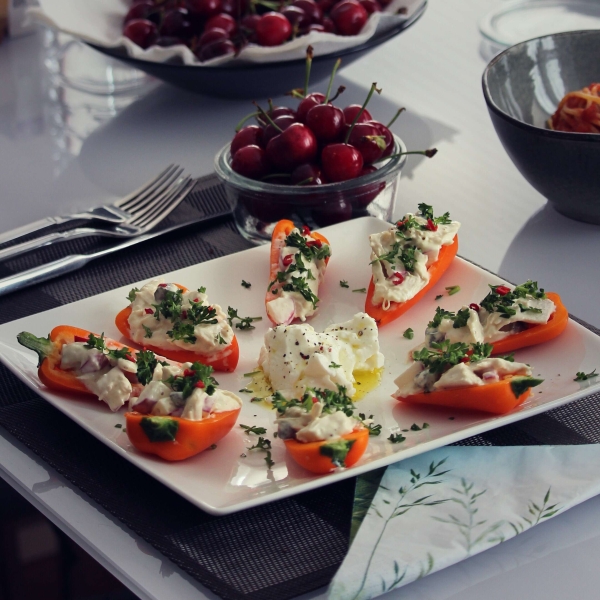 Baby Bell Peppers with Chicken Salad