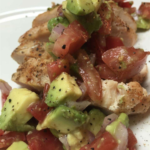 Grilled Chicken with Heirloom Tomato and Avocado Salsa