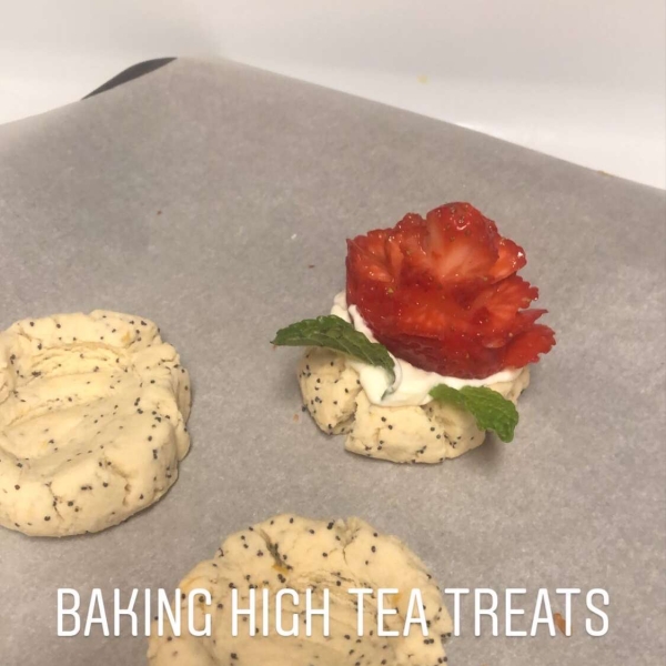 Lemon Poppy Seed Tartlet with a Strawberry Rose