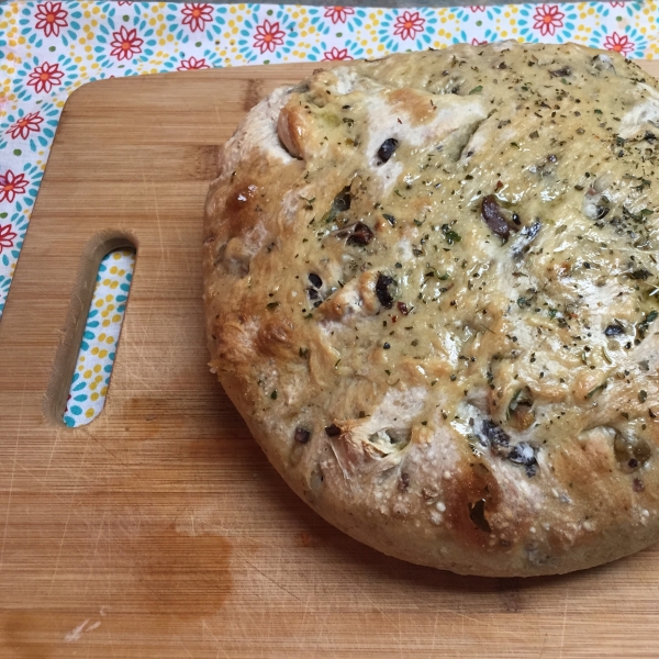 No-Knead Skillet Olive Bread