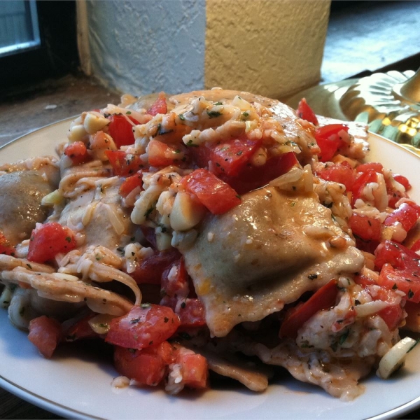 Ravioli with Cherry Tomatoes and Cheese