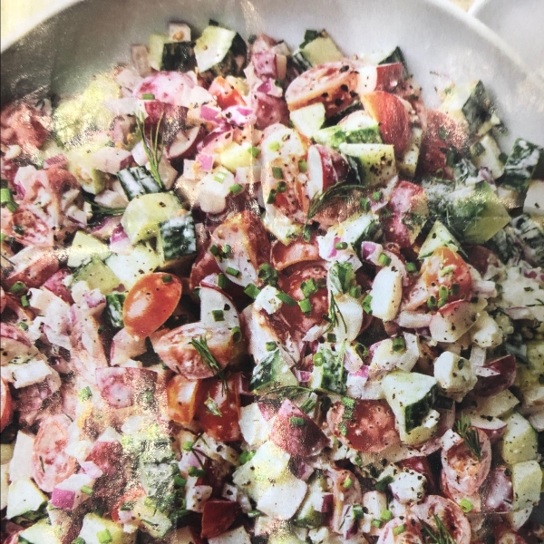 Creamy Cucumber, Radish, and Tomato Salad