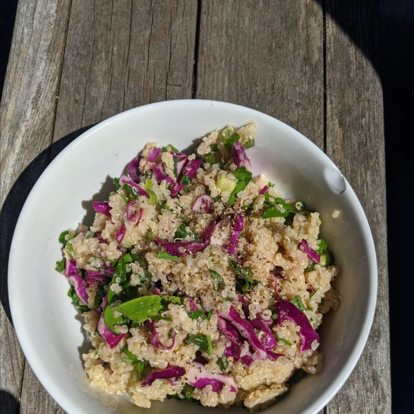 Lemon-Tahini Quinoa with Raw Chickpeas