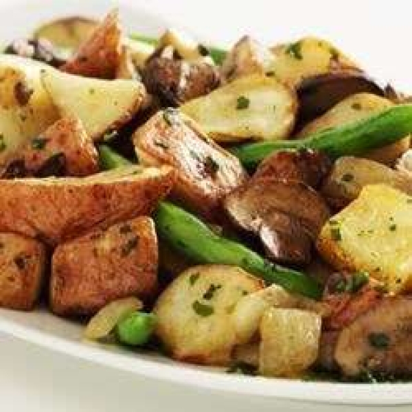 Roasted Potatoes with Green Beans and Mushrooms