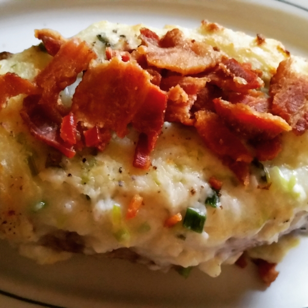 Twice-Baked Potatoes with Creamy Green Onion Sauce