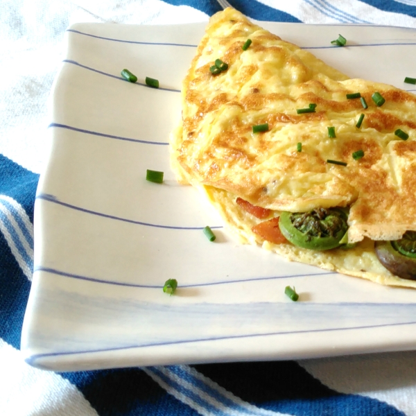 Fiddlehead and Bacon Omelette