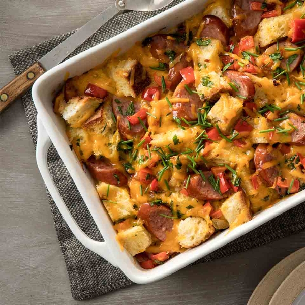 Hillshire Farm® Smoked Sausage and Cheddar Overnight Bread Pudding
