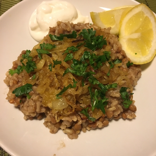 Lentils and Rice with Fried Onions (Mujadarrah)