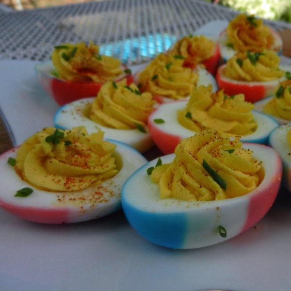 Red, White and Blue Deviled Eggs