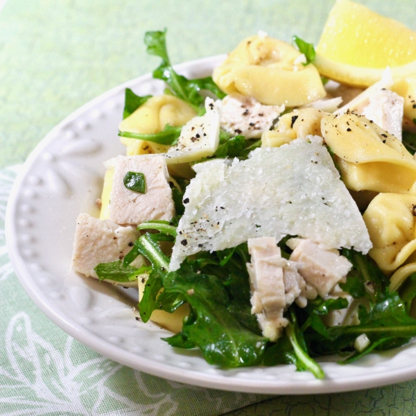 Tortellini, Chicken, and Arugula Salad for Two