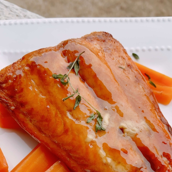 Air Fryer Salmon with Maple-Bourbon Glaze