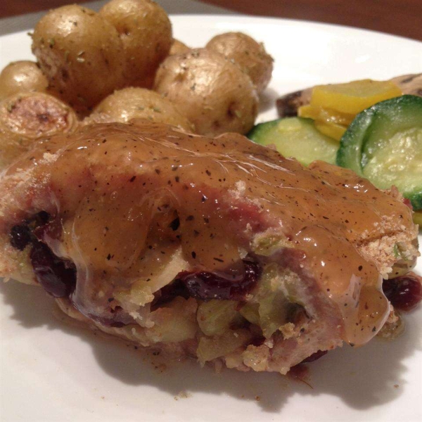 Apple Cranberry Stuffed Pork Chops