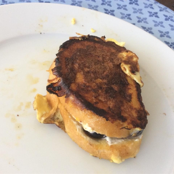 Easy Blueberries And Cream French Toast Sandwich with Orange Maple Syrup