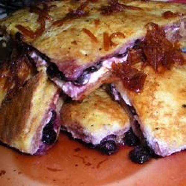 Easy Blueberries And Cream French Toast Sandwich with Orange Maple Syrup