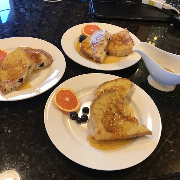 Easy Blueberries And Cream French Toast Sandwich with Orange Maple Syrup