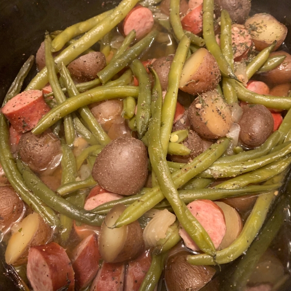 Amy's Po' Man Green Beans and Sausage Dish