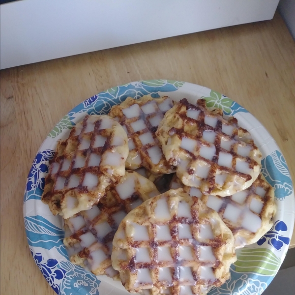 Cinnamon Roll Waffles with Cream Cheese Syrup