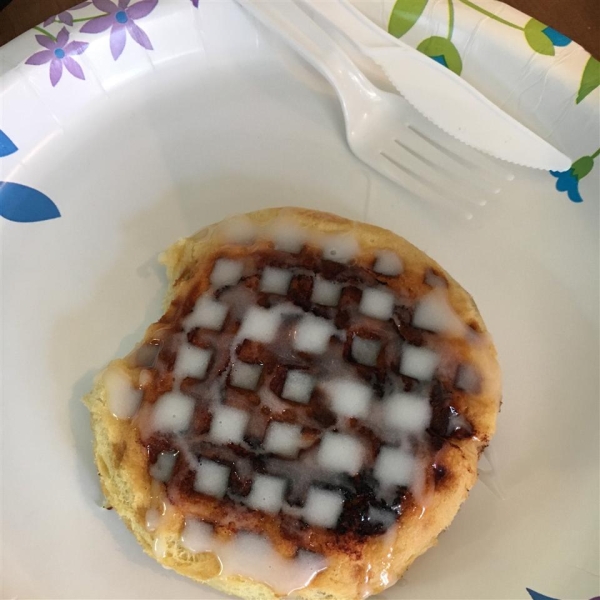 Cinnamon Roll Waffles with Cream Cheese Syrup