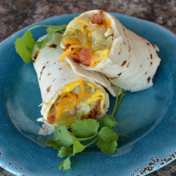 New Mexico Green Chile Breakfast Burritos