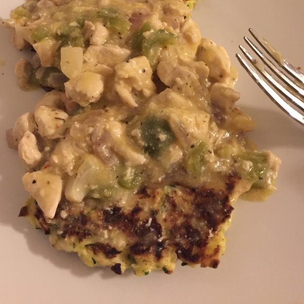 Zucchini Pancakes with Chicken Sauce