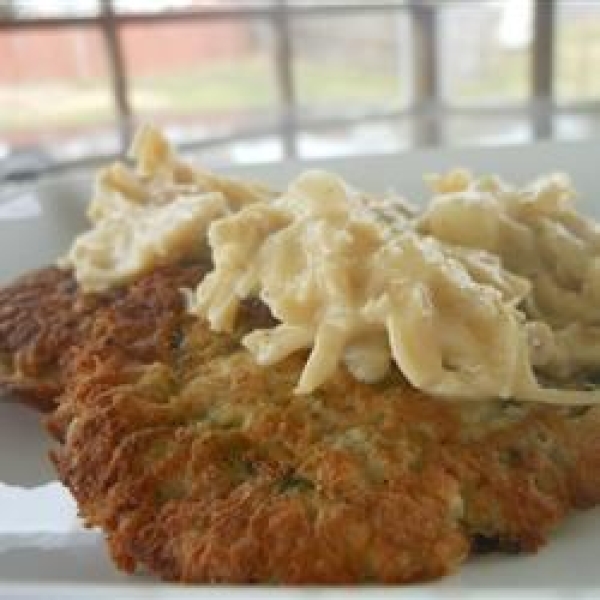 Zucchini Pancakes with Chicken Sauce