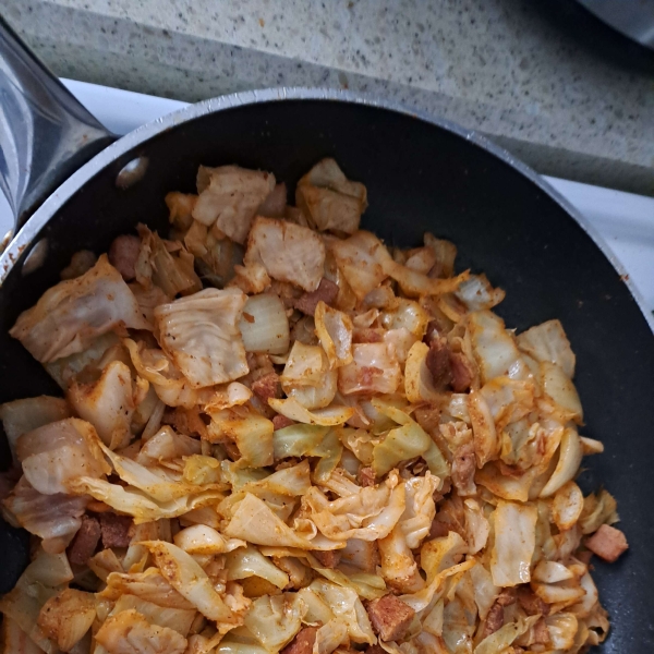 Fried Cabbage with Bacon, Onion, and Garlic