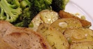 Spicy Pork Chops with Herbed Roasted New Potatoes