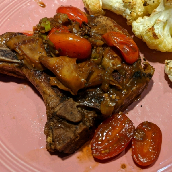 Pork Chops with Mushrooms and Grape Tomatoes