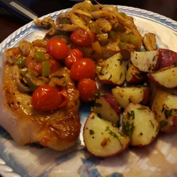 Pork Chops with Mushrooms and Grape Tomatoes