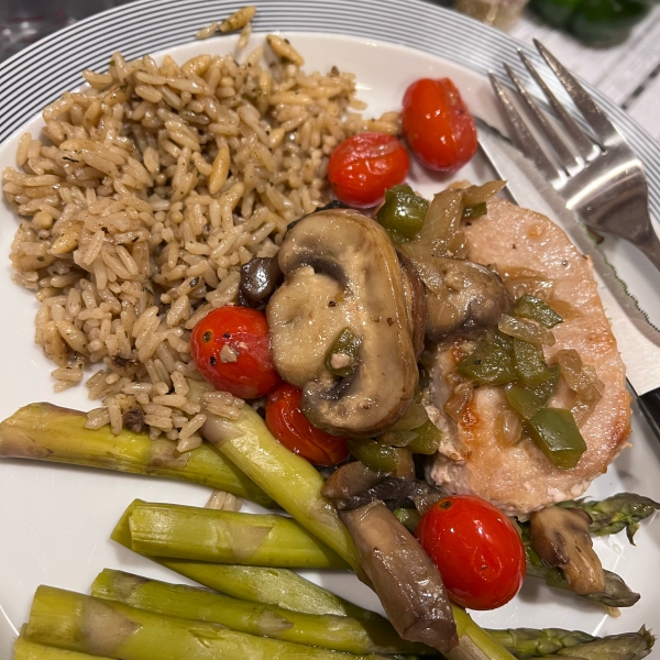 Pork Chops with Mushrooms and Grape Tomatoes