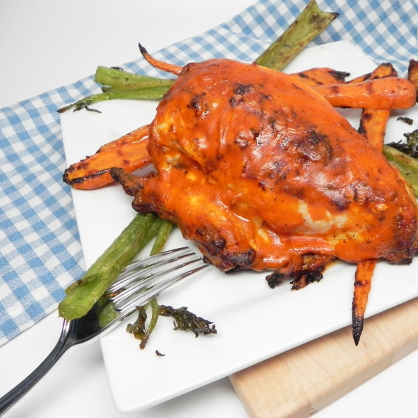 Grilled Buffalo Chicken Breast with Ranch Carrots and Celery
