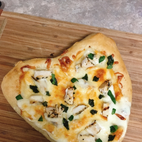 Chicken Alfredo Heart-Shaped Pizza