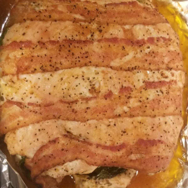 Bacon-Wrapped Turkey Breast Stuffed with Spinach and Feta