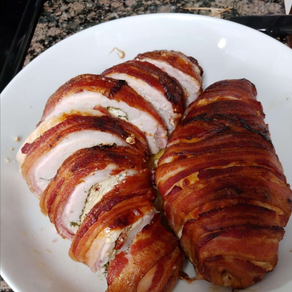 Bacon-Wrapped Turkey Breast Stuffed with Spinach and Feta
