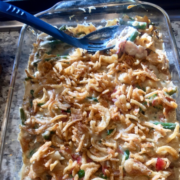 Green Bean Casserole with Bacon and Toasted Almonds